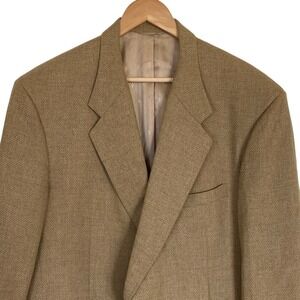 Tom James‎ Bespoke Mens Filo A Mano 2 Button Blazer Size 50R Tan Grey Bronze